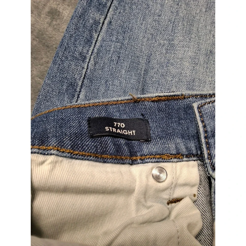 J.Crew Mens Distressed Light Wash‎ Straight Leg Denim Jeans Blue